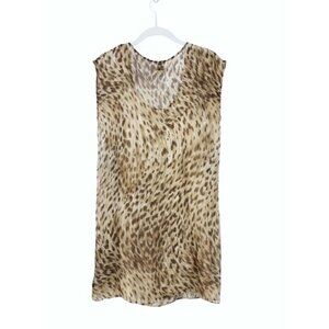 Haute Hippie Sz XS Sheer Leopard Print Tunic Top Sleeveless Shirttail Hem
